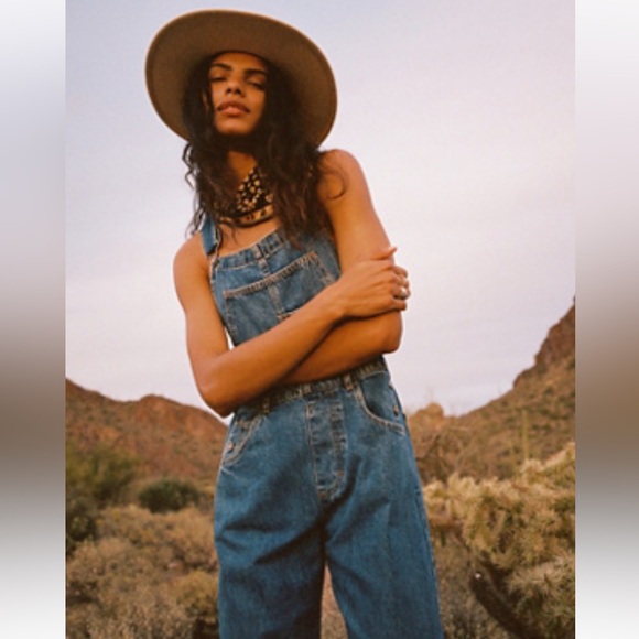 Free People Denim - New FREE PEOPLE Ziggy Sapphire Blue Denim Overalls Medium Wash WTF Size Medium